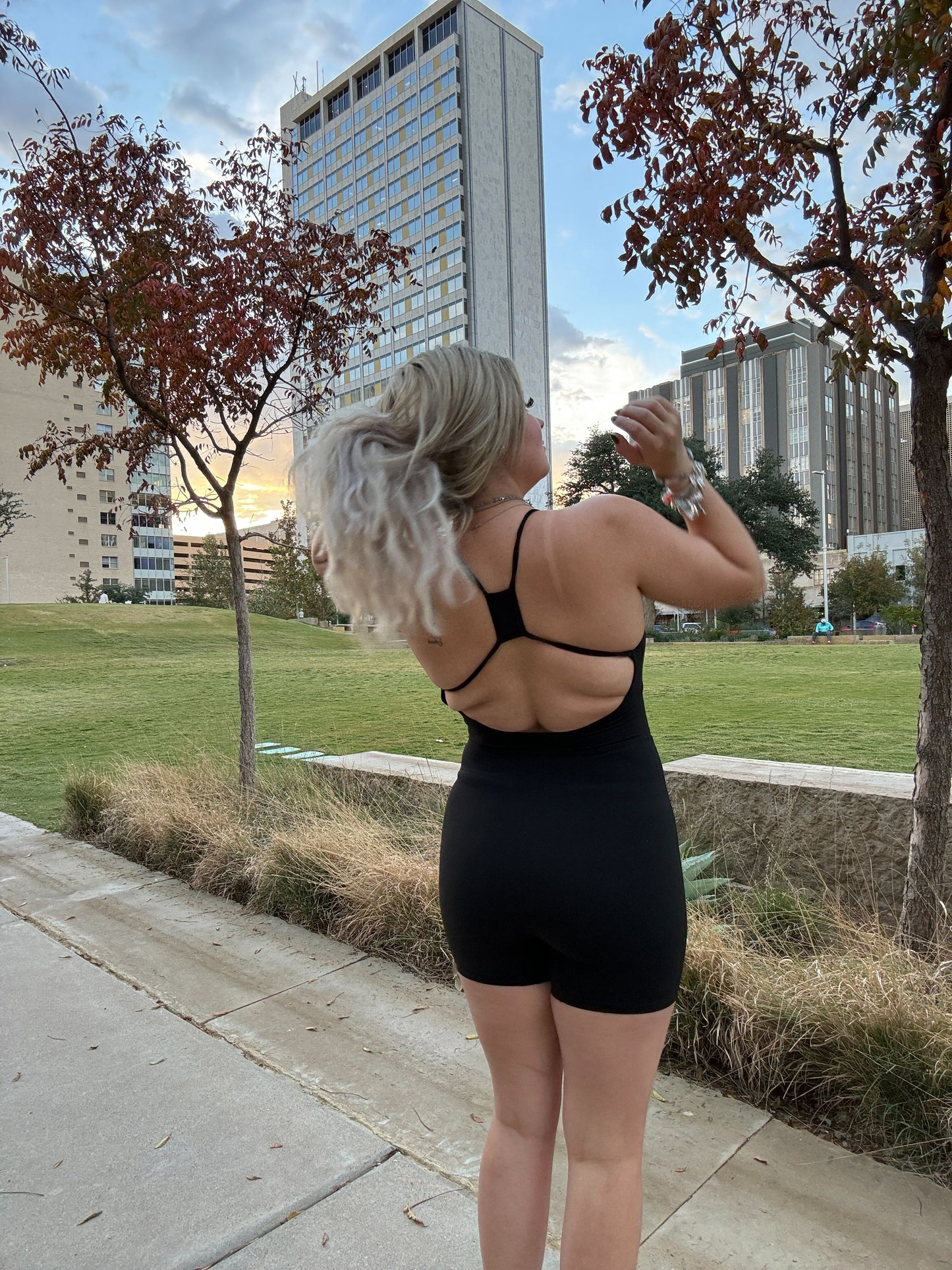 Black Athletic One Piece Romper