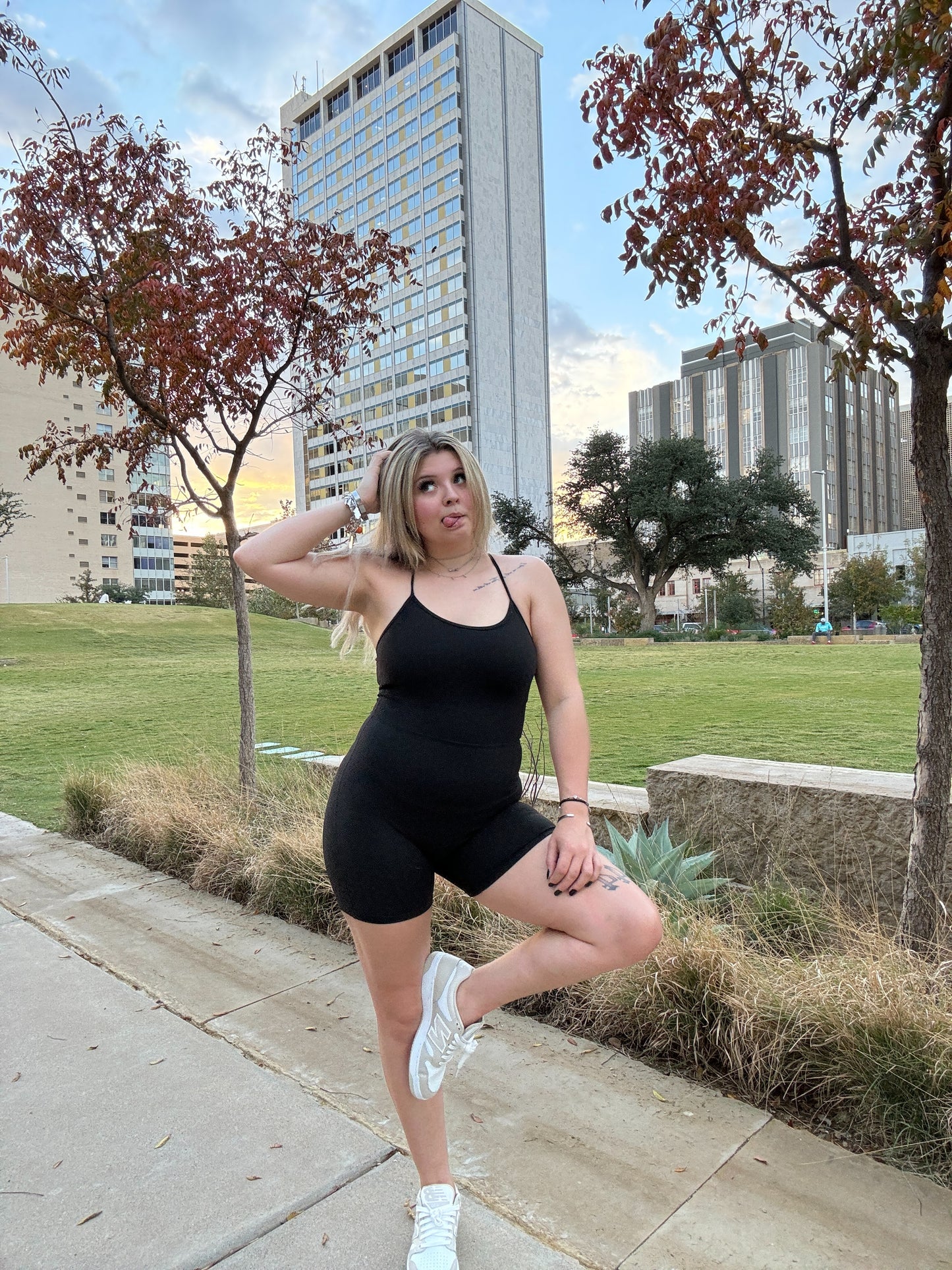 Black Athletic One Piece Romper