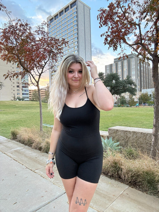 Black Athletic One Piece Romper